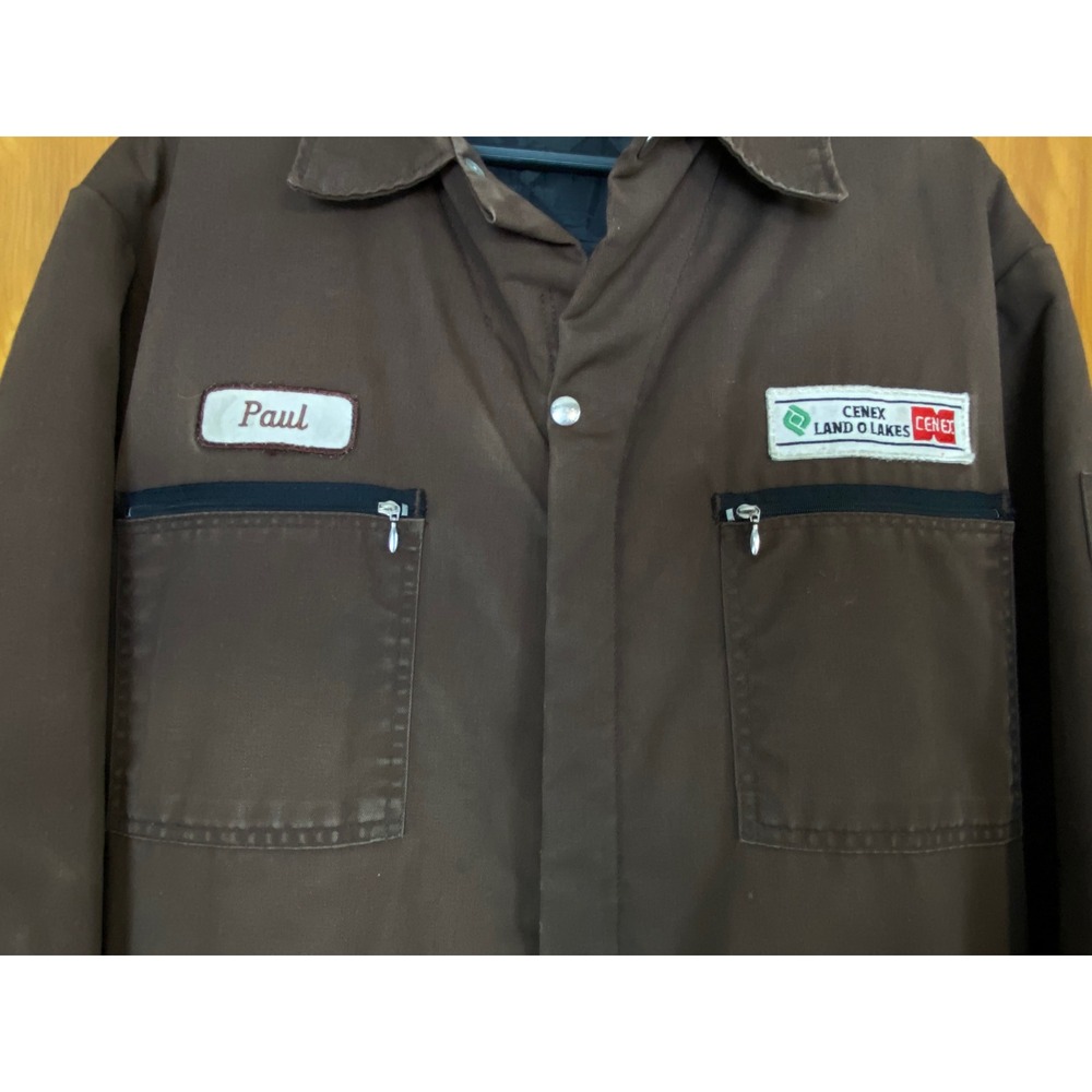 Vtg Mens Insulated Work Coveralls Made in USA sz L Long Patch Land O Lakes Cenex - Picture 4 of 12